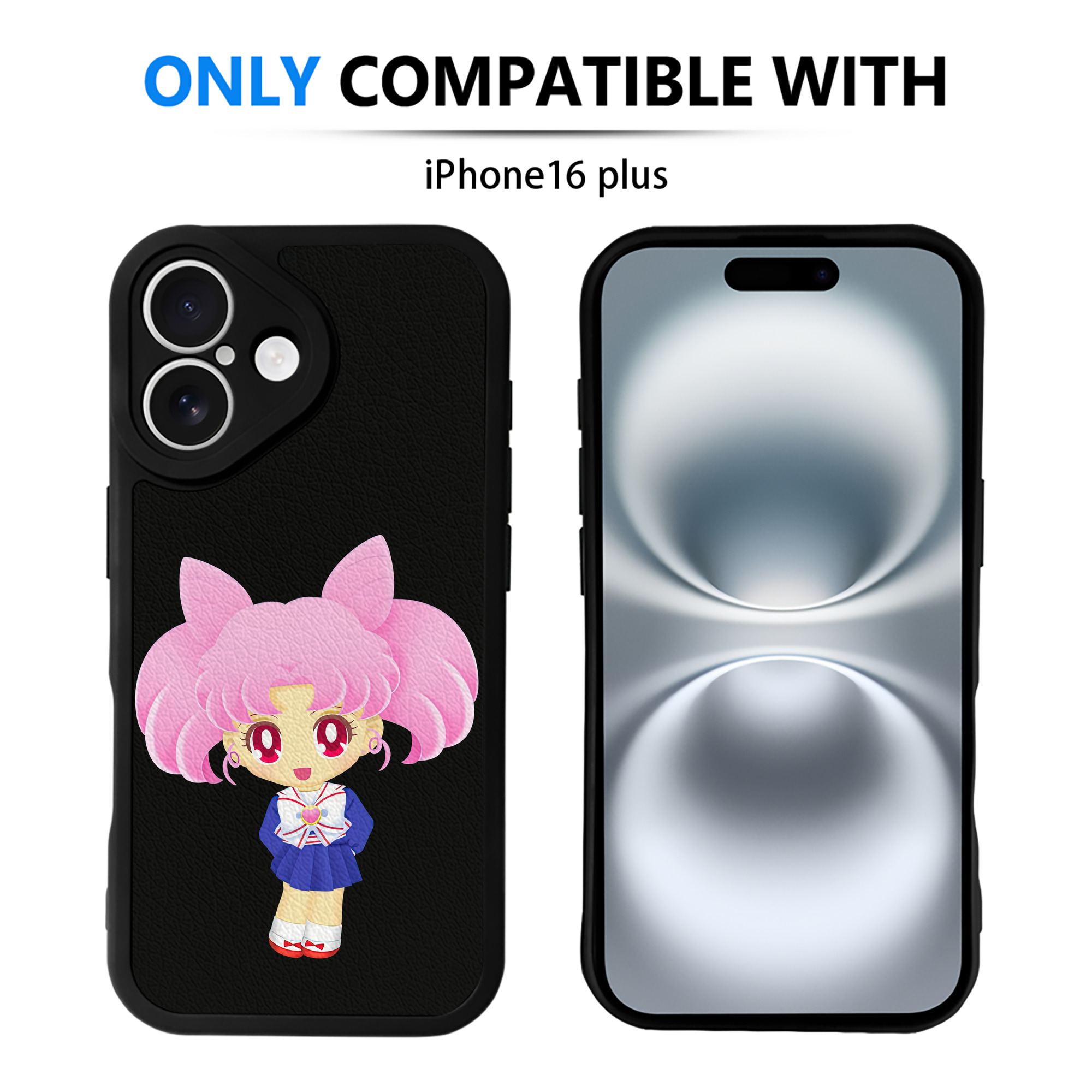 （画像用） 美少女戦士セーラームーン ちびうさ Sailor Moon Chibiusa Tsukino Usagi Small Lady Serenity 【iPhone 16シリーズ対応】シリコンスマホケース（レザー調） 材質：シリコン